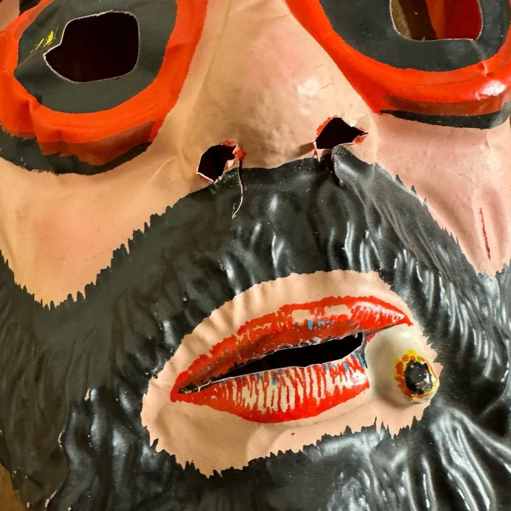 VINTAGE Ben Cooper Plastic‎ Full Face Mask smoking Man with beard & hat